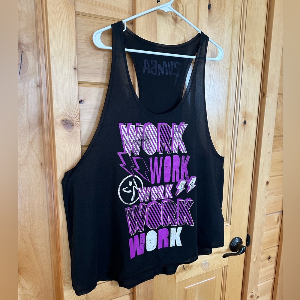 Zumba Women’s WORK XXL Racerback Dance Black Loose Fit Lightweight Workout Top - Picture 9 of 12